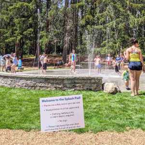 children playing at the splash pad
